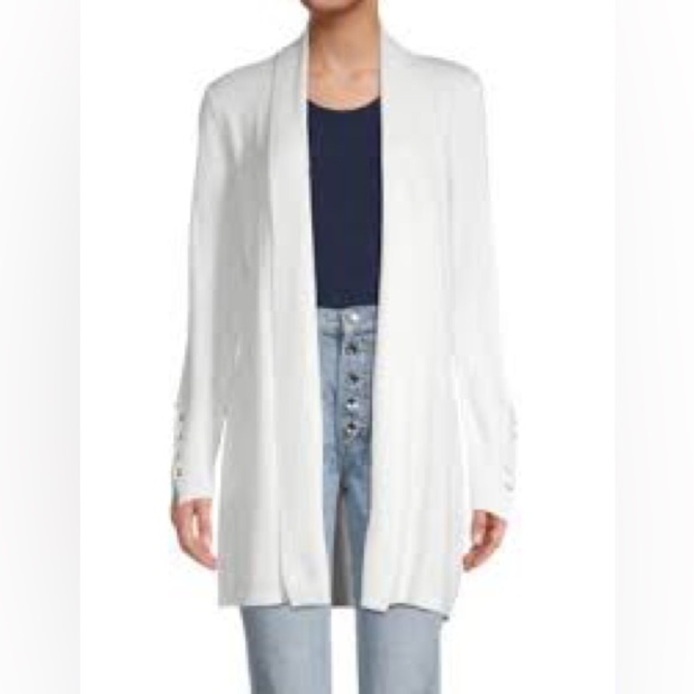 MAGASCHONI OPEN FRONT WHITE CARDIGAN SWEATER SZ XS